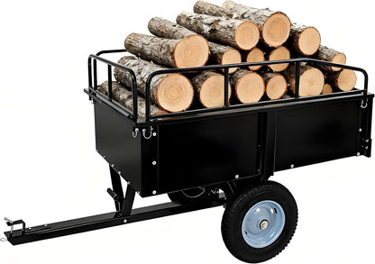 GarveeLife Utility Trailer, ATV Steel Garden Trailer, 750 Lbs 15 Cu.Ft. with Removable Sides