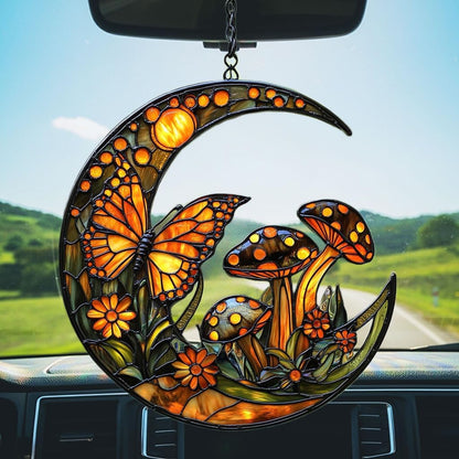 Cresent Forest Butterfly Acrylic Suncatcher Stained Glass Effect Window Car Hanging Christmas