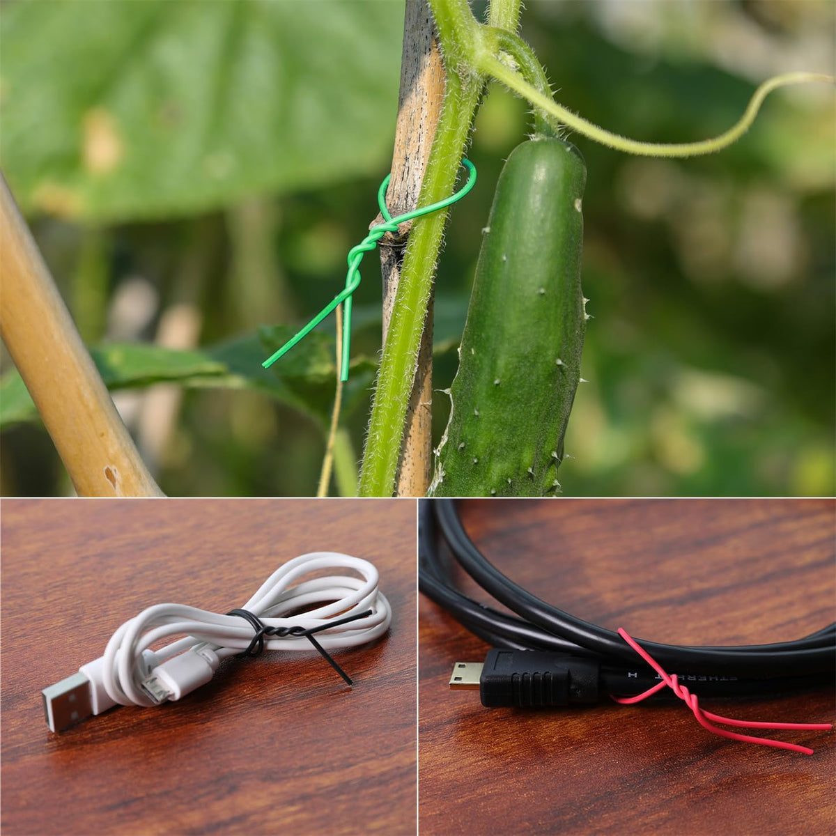 Tangyinrd 200 Pcs 6 inch Garden Twist Tie, Round Plastic Twist Ties for Plants, Vines and Wrapping