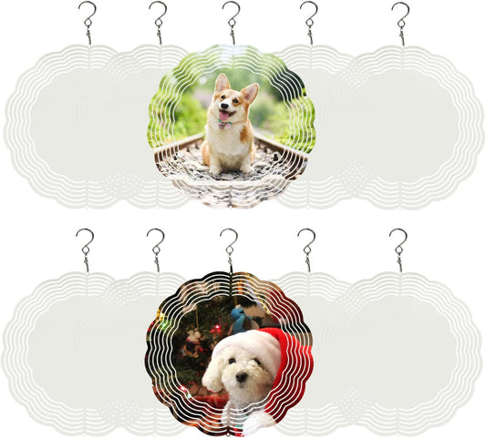 10 Pack Sublimation Wind Spinner Blanks 6 Inch Wind Spinners Sublimation Blanks 3D Aluminum Metal
