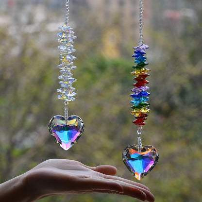 2PCS Exquisite Heart Crystal Sun Catcher Prisms, STINO Hanging Suncatchers with Glass Prism