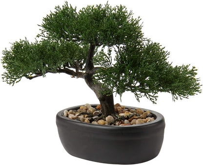 Artificial Bonsai Tree Juniper Faux Plants Indoor Small Fake Plants Decor with Ceramic Pots for