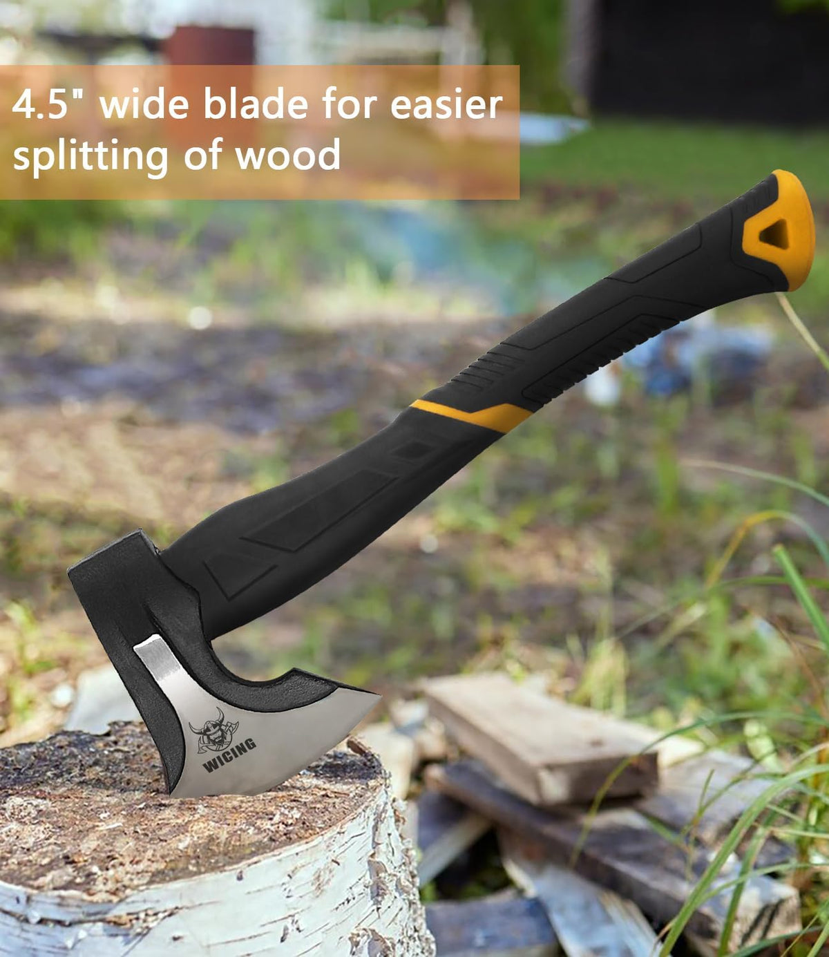 Splitting Axe, 15-inch Camping Hatchet, Chopping Axe 1065 High Manganese Steel and Ergonomic