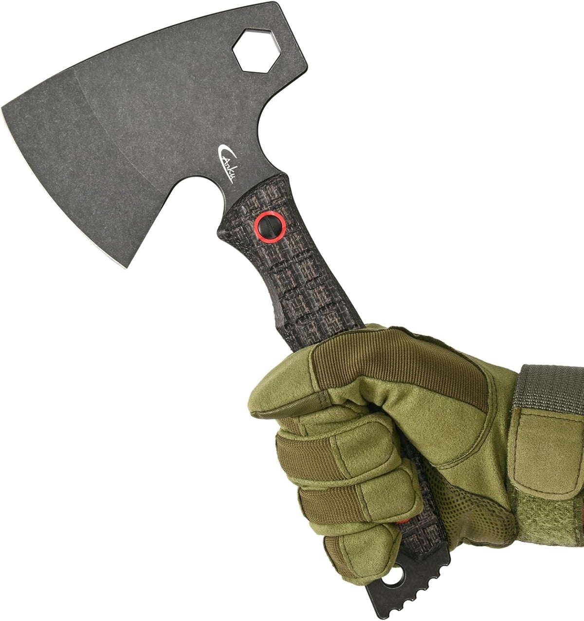 C1393 Camping Hatchet Survival Axe,DC53 Steel Blade with Micarta Handle Multitool Axe Hex Wrenches