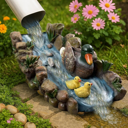 Ducks Splash Block - Decorative Resin Gutter Downspout Diverter, 13.3” x 6.3” x 5.9”, Durable Water