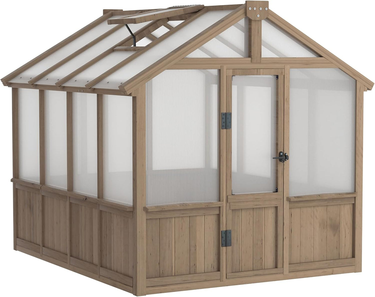 6x8 FT Greenhouse Kit for Outdoor, 6MM Thick Polycarbonate Panel Wooden Walk-in Green House with