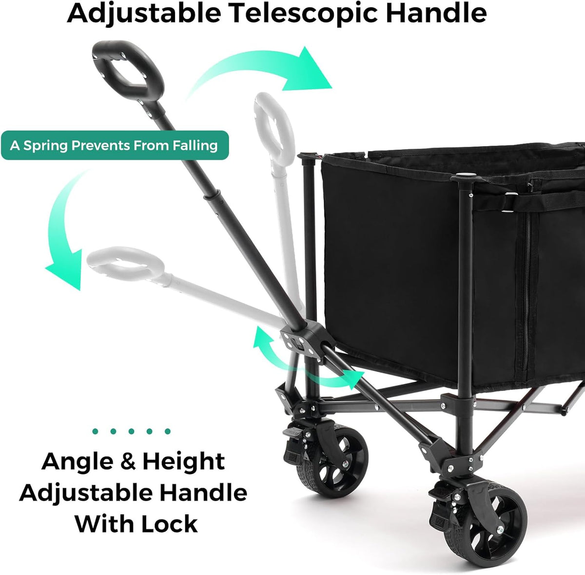 SUNNYFEEL Wagon Cart Foldable, Standard Borderless Version Collapsible Wagon with 220 LBS Max Load