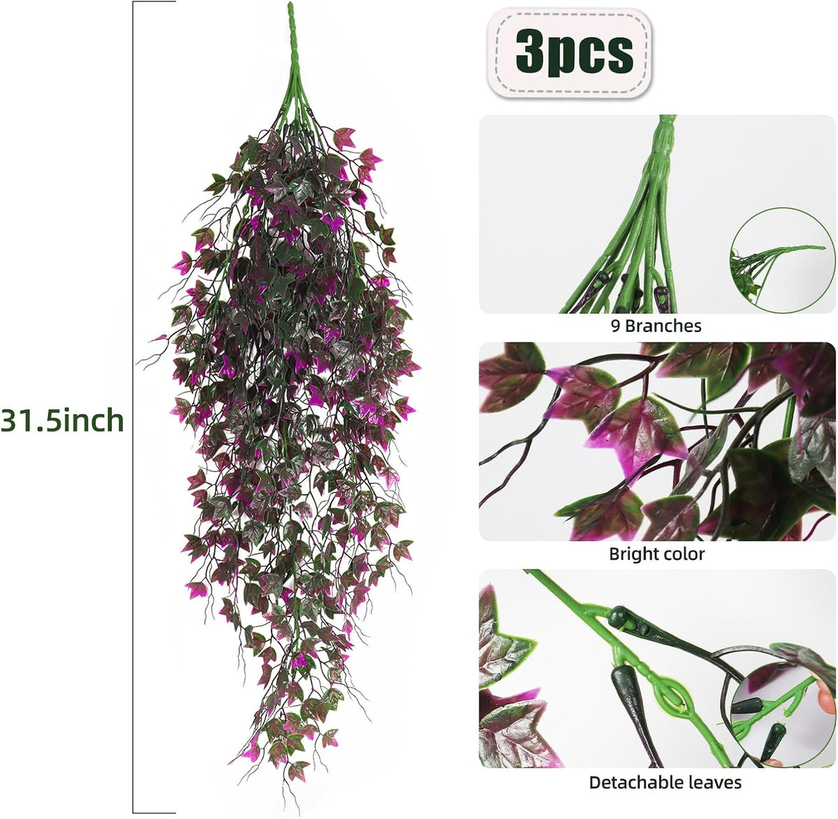RECUTMS Artificial Hanging Plants Fake Ivy Plant Faux Plants Hanging UV Resistant Artificial Plants