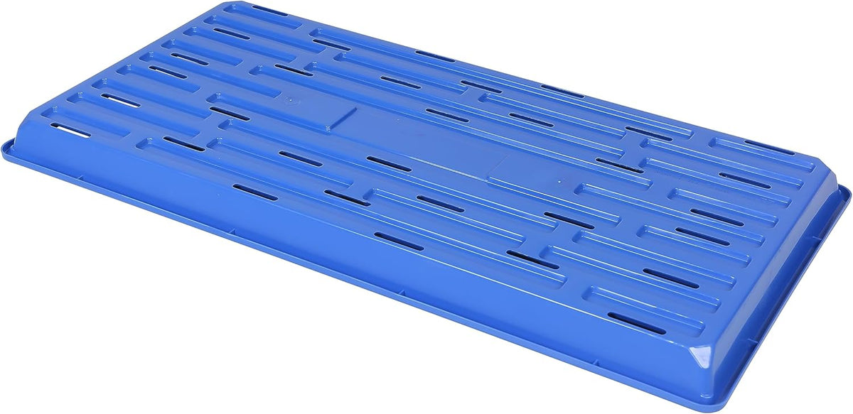 SUNPACK 10" x 20" Heavy Duty Shallow Plastic Seed Starting Tray, Blue, 1" (Pack of 30) - Lined with