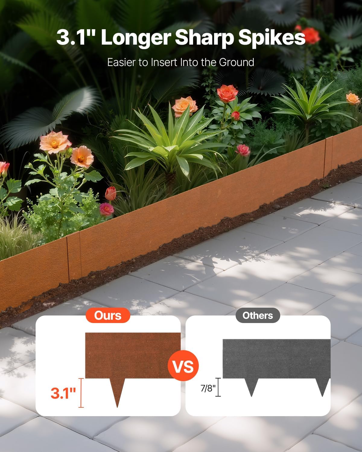 VEVOR Steel Landscape Edging, 6 Packs 40 x 8 in Weather-Resistant & Pre-Rust Metal Landscape