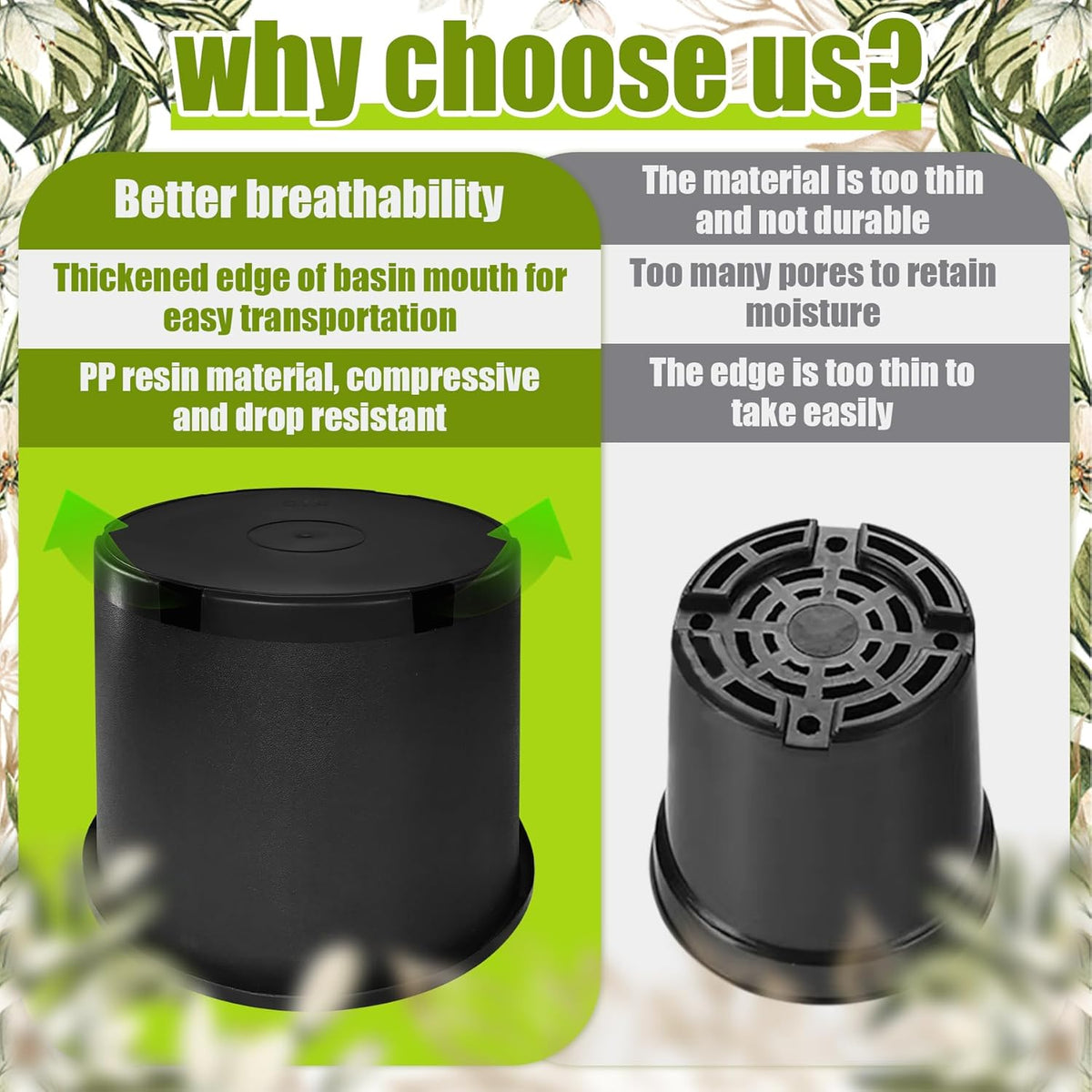 10 Gallon Nursery Pots Plastic Container Injection Molded Pot for Plants Flexible with Drainage