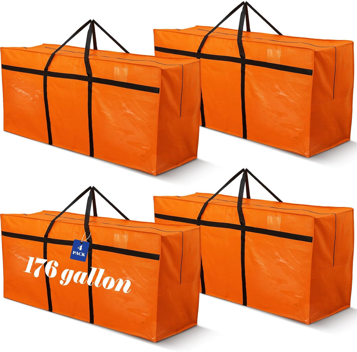 4 Pcs 176 Gallon Large Moving Bags with Zipper and Handles Foldable Storage Duffle Bags Heavy Duty