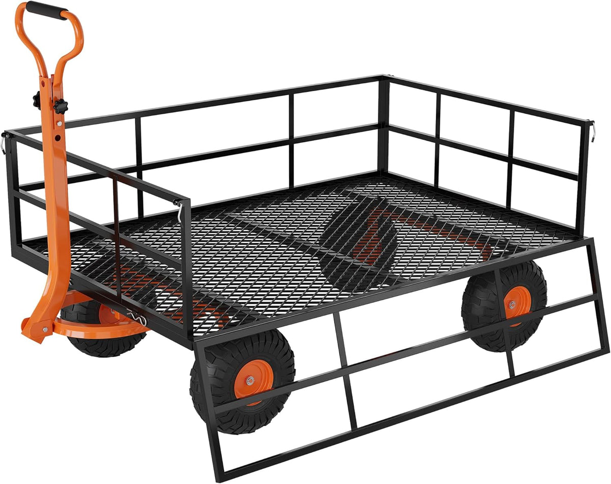Versatile Garden Cart for Lawn and Yard with Heavy Duty Steel, 1200 Lbs Capacity Mesh Steel Garden