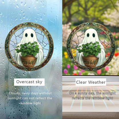 Halloween Sun Catcher - 8 Inch Round Suncatcher for Window Hanging Decoration - Creates Indoor