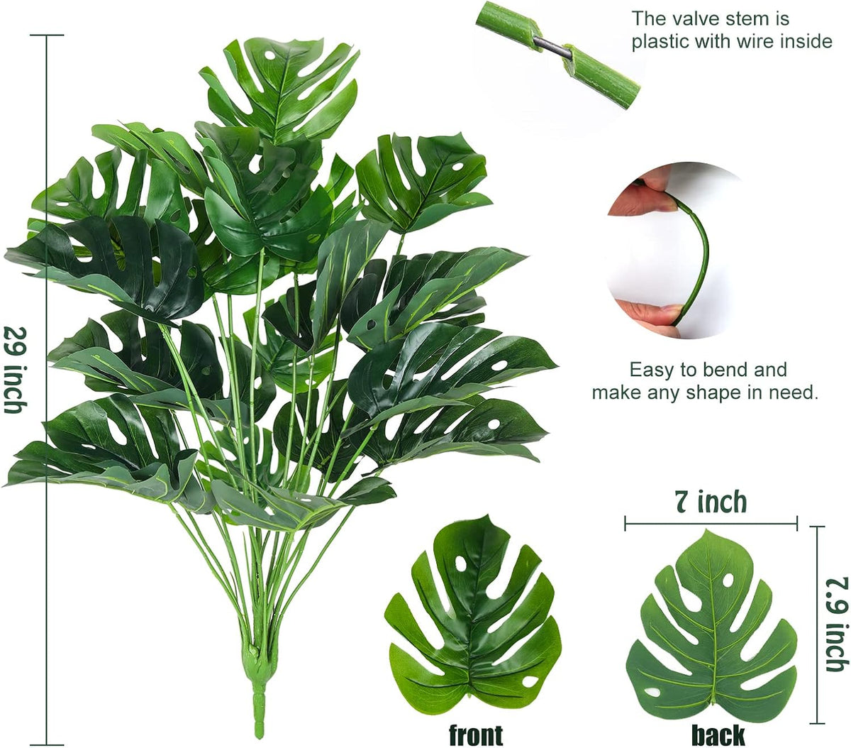 RECUTMS Artificial Palm Tree Leave Plants Faux Large Tropical Monstera Turtle Leaf Indoor Outdoor
