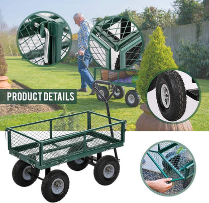 BestMassage Heavy Duty 500 Lbs Capacity Mesh Steel Garden Cart Folding Utility Wagon with Removable