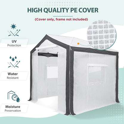 EAGLE PEAK Replacement Cover for 8x6 Portable Pop up Greenhouse with Polyester Reinforced Corners