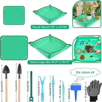 2Pcs Repotting Mat - Large 39'' & Small 26'' Foldable Waterproof Plant Gardening Mat with