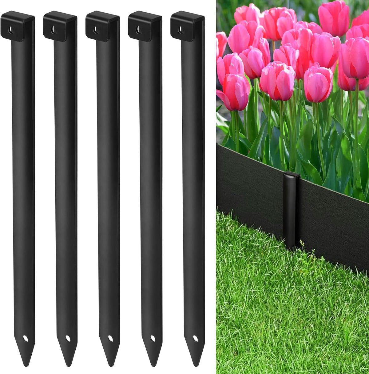 Landscape Edging Metal Stakes - 40 Pcs, 10 Inch Garden Landscape Stakes, High Carbon Steel