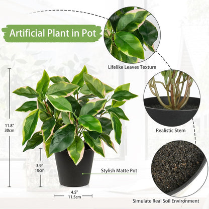 Artificial Plants Indoor Small Fake Plants in Pots Faux Pothos N‘ Joy Potted Plant Fake Indoor