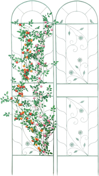 Sungmor Large Metal Garden Trellises for Climbing Plants - 82.5 Inch Tall & 2PC Green Pack