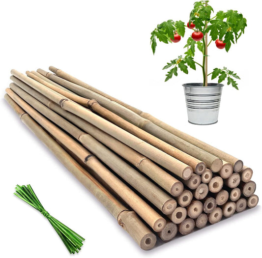 Plant Stakes,16 Inches Natural Garden Bamboo Sticks,BOVITRO 20Pcs Plant Support Stakes for