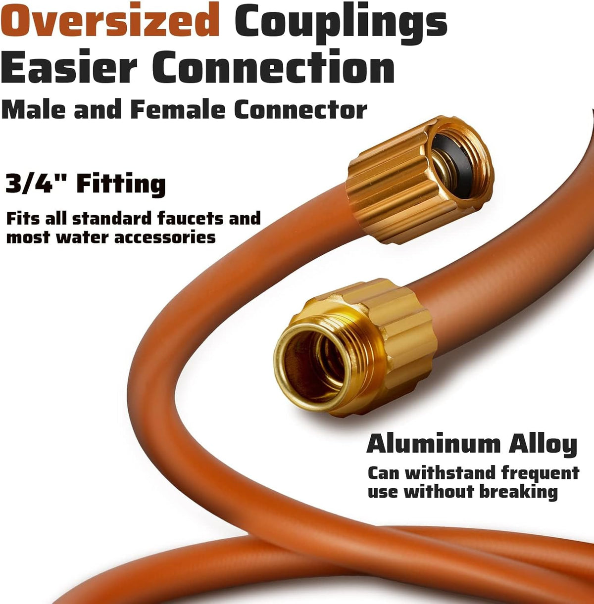 Worth Short Lead-in Hybrid Garden Hose 5/8 in. x 10 ft. -Kink Free, No Leaking, Male/Female
