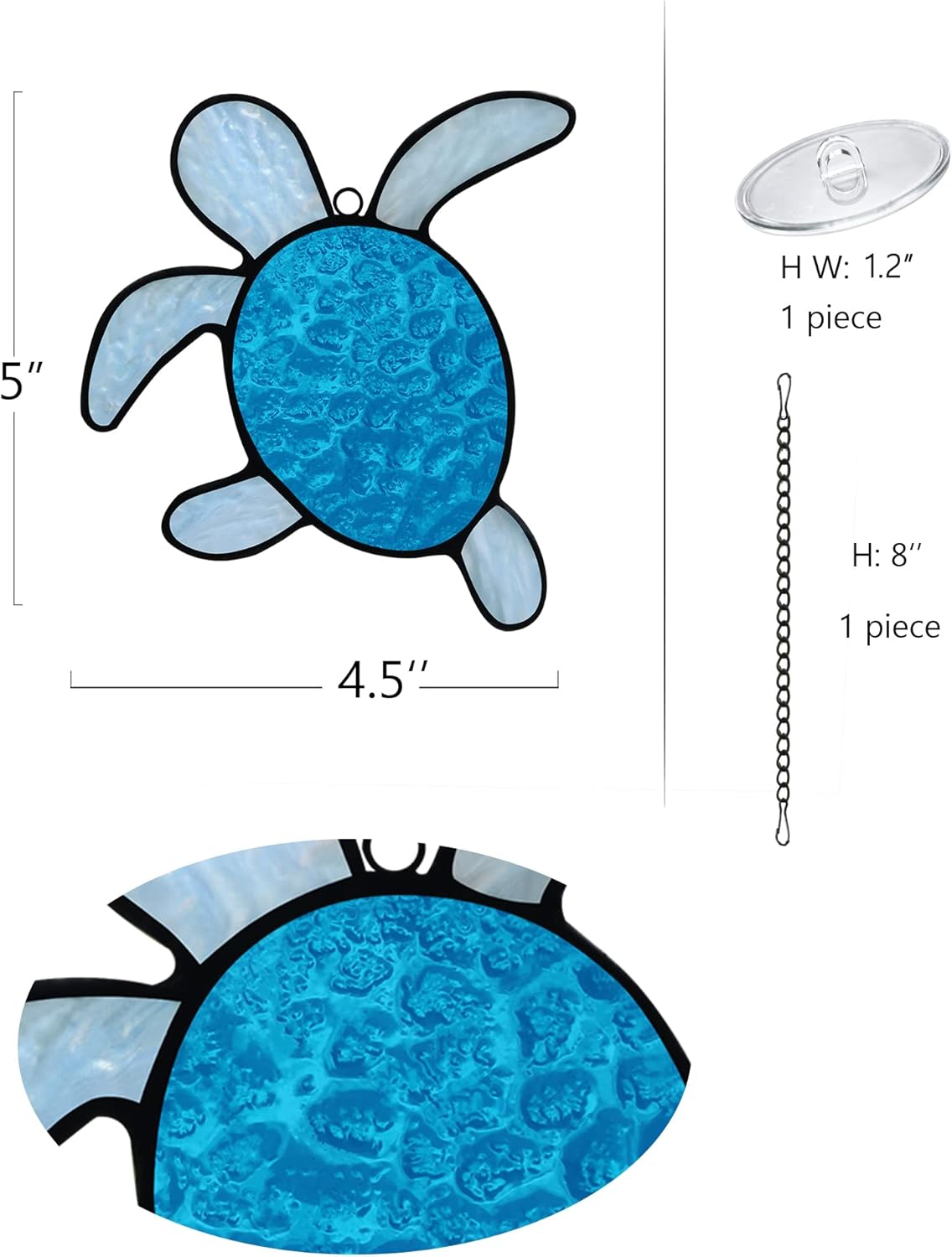 Sea Turtle Decor Stained Glass Window Hangings,Sea Turtle Sun Catcher Wall Art Window Decor for