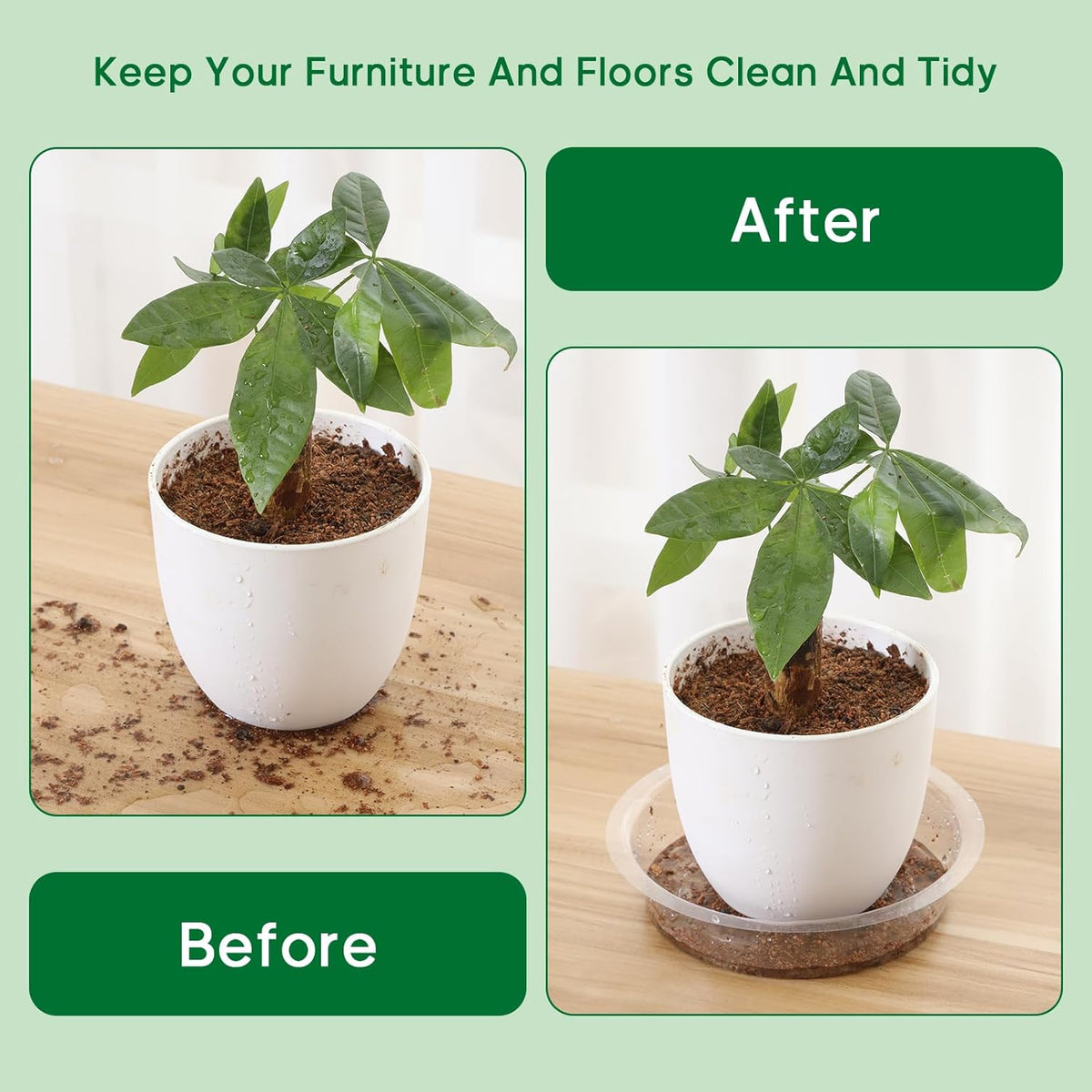 JERIA 8 Inch 20 Pack Clear Plant Saucers,Plastic Flower Pot Trays,Round Durable Plant Drip Trays