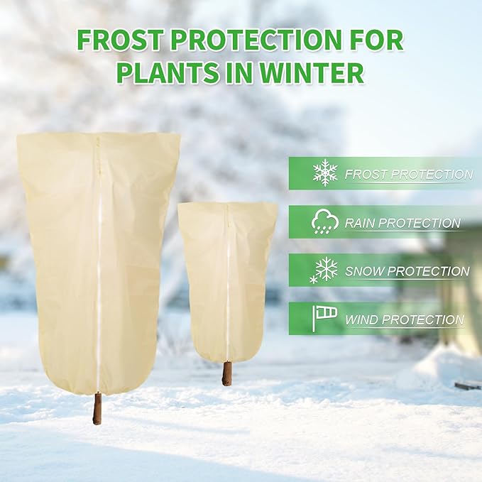 2 Pack 72"x47" Winter Plant Cover Freeze Protection, 3 oz/yd² Warm Shrub Cover with Zipper