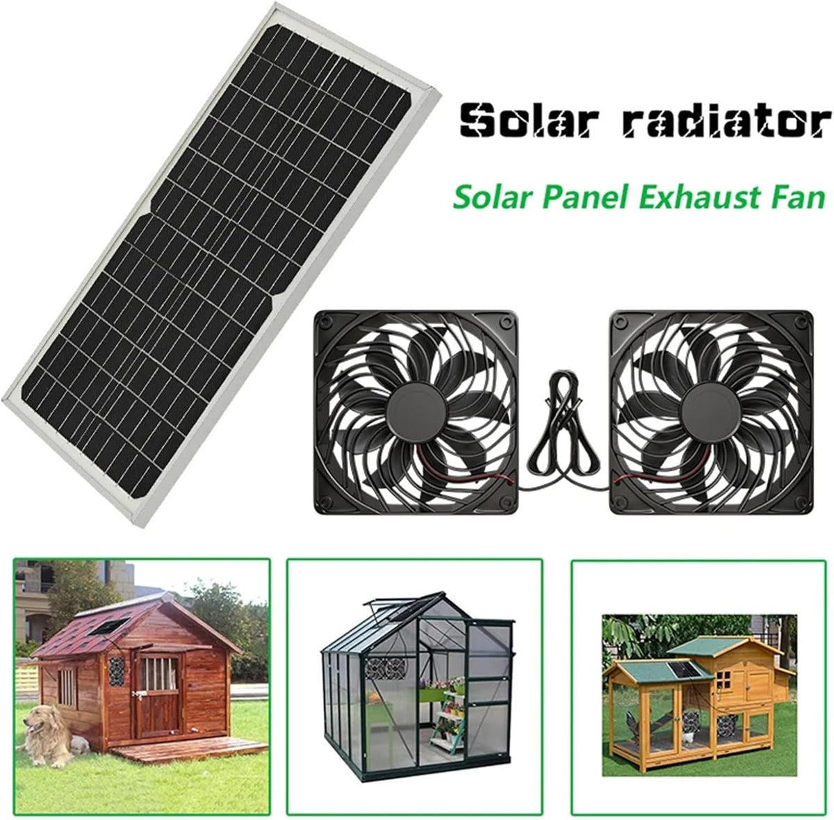 20W Solar Exhaust Fan for Chicken Coop, Sheds, Greenhouses, Dog Houses, Windows, Attics, Solar
