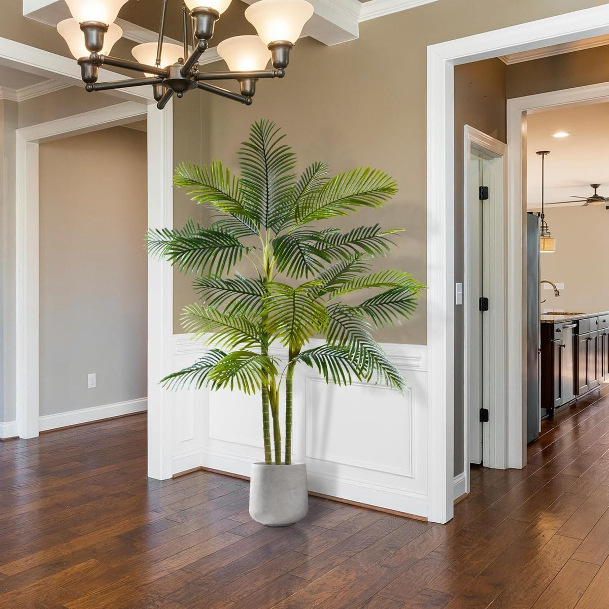 Artificial Palm Tree, 7ft Fake Areca Palm Plant with Basket, Large Faux Phoenix Palm UV Resistant