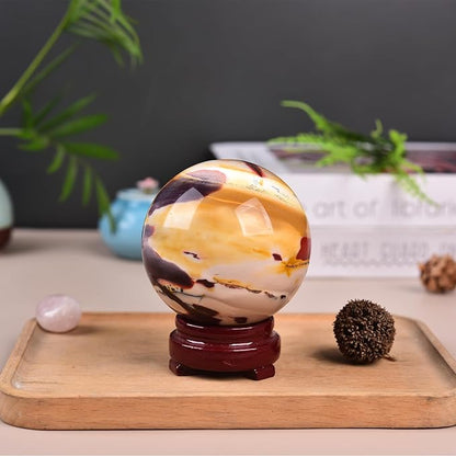JIC Gem Natural Yellow Egg Yolk Stone Crystal Ball Sphere 7-8cm Healing Crystal Gemstone Ball