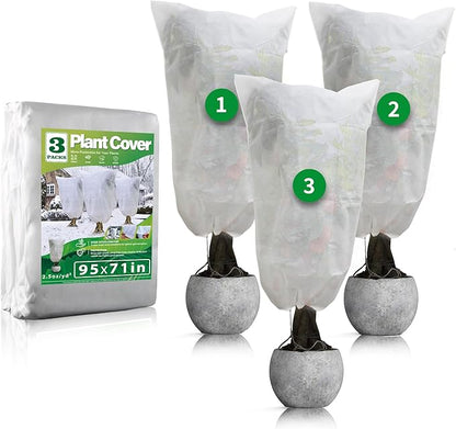 Avalution Plant Covers Freeze Protection, 3 Packs Frost Cloths for Outdoor Plants, 95" X71"