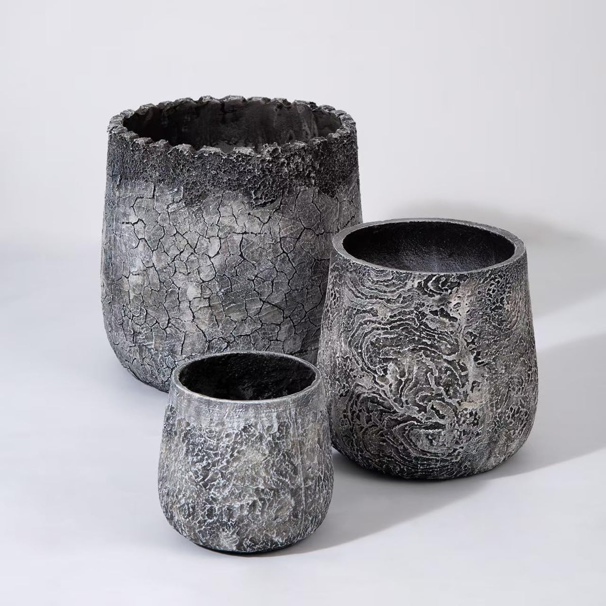 Craft flowerpots 18"+13"+9" Dia Round Concrete Planter Set of 3 Large Outdoor/Indoor Planter Pots