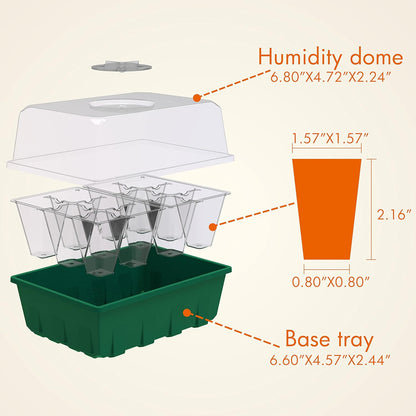 Gardzen 10-Set Garden Propagator Set, Clear Seed Tray Kits with 120-Cell, Seed Starter Trays with