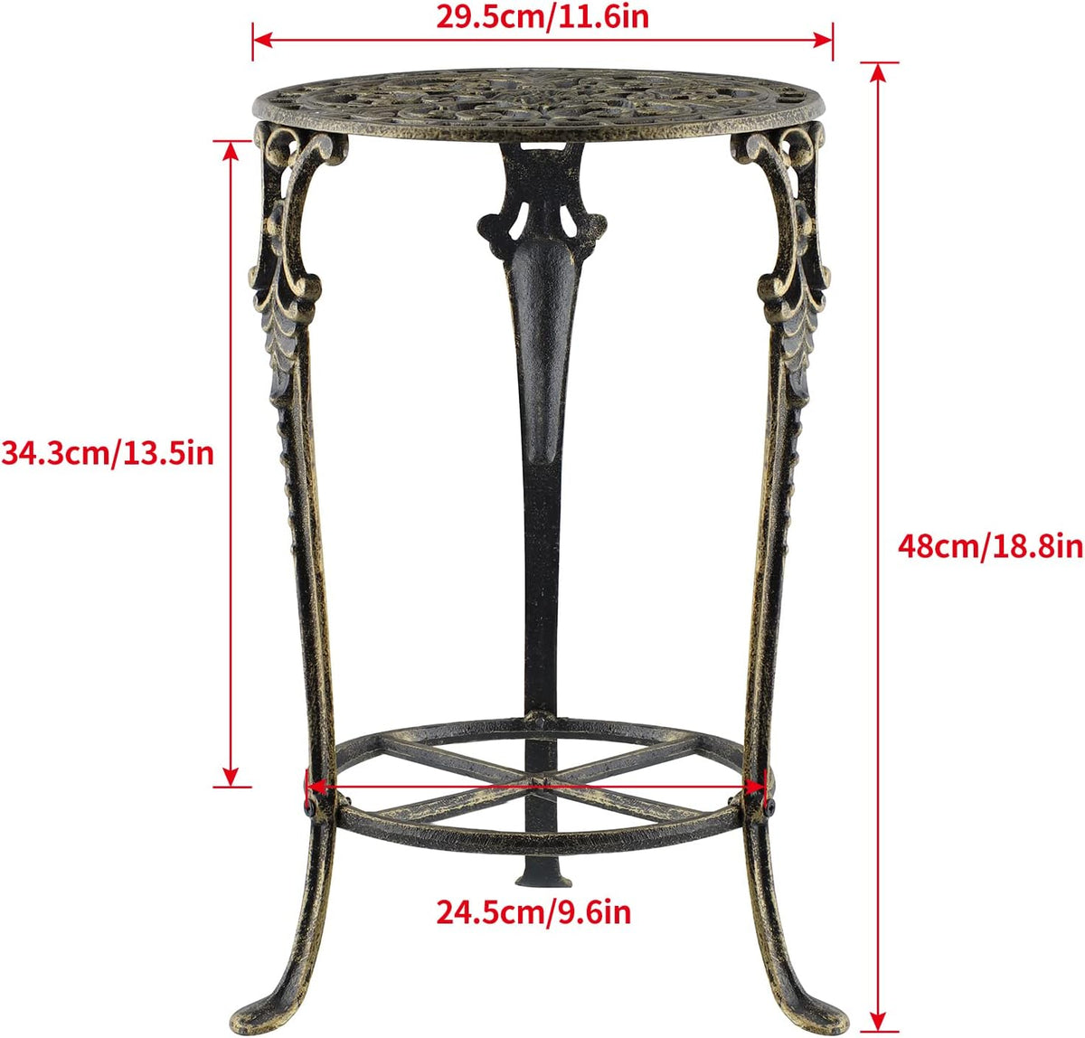 MDLUU Cast Iron Potted Plant Stand 18.8 Inch Tall, 2-Tier Planter Rack, Heavy Duty Flower Pot