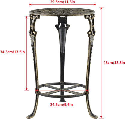 MDLUU Cast Iron Potted Plant Stand 18.8 Inch Tall, 2-Tier Planter Rack, Heavy Duty Flower Pot