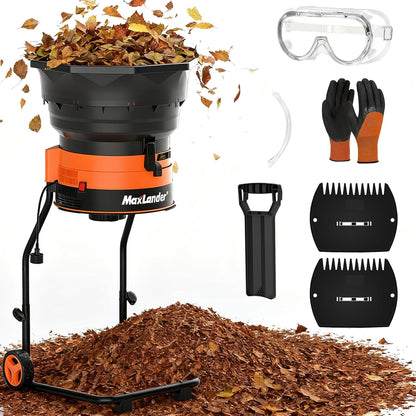 MAXLANDER Electric Leaf Mulcher/Shredder, 15 Amp 8400 RPM, 18:1 Ratio, Adjustable Dial, with