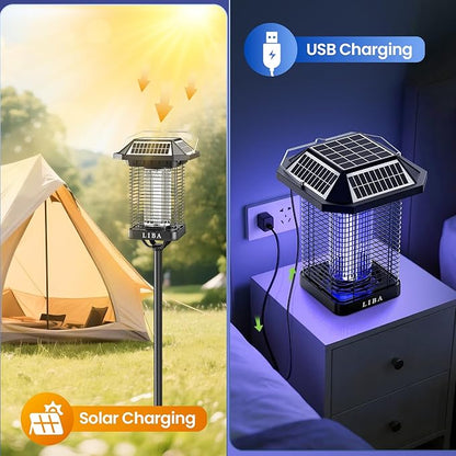 LiBa Solar Bug Zapper Outdoor, 2 in 1 Mosquito Zapper Cordless & Rechargeable, Solar Insect Killer