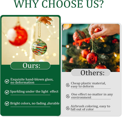12 Pcs 2.3 Inch Christmas Ball Ornaments Hand Blown Glass Ornaments for Christmas Tree Gazing Balls