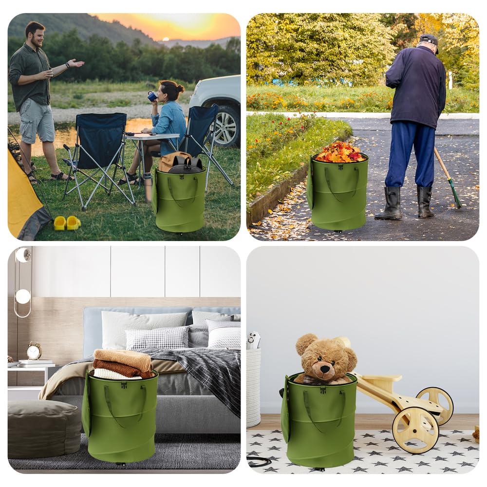 Collapsible Pop Up Trash Can, Outdoor Recycling Bin 13.8x15.8 in, 600D Oxford Cloth Yard Waste