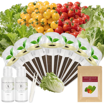 Spring Mix Salad Seed Pod Kit for AeroGarden, idoo, Ahopegarden, MUFGA with Red Cherry Tomato