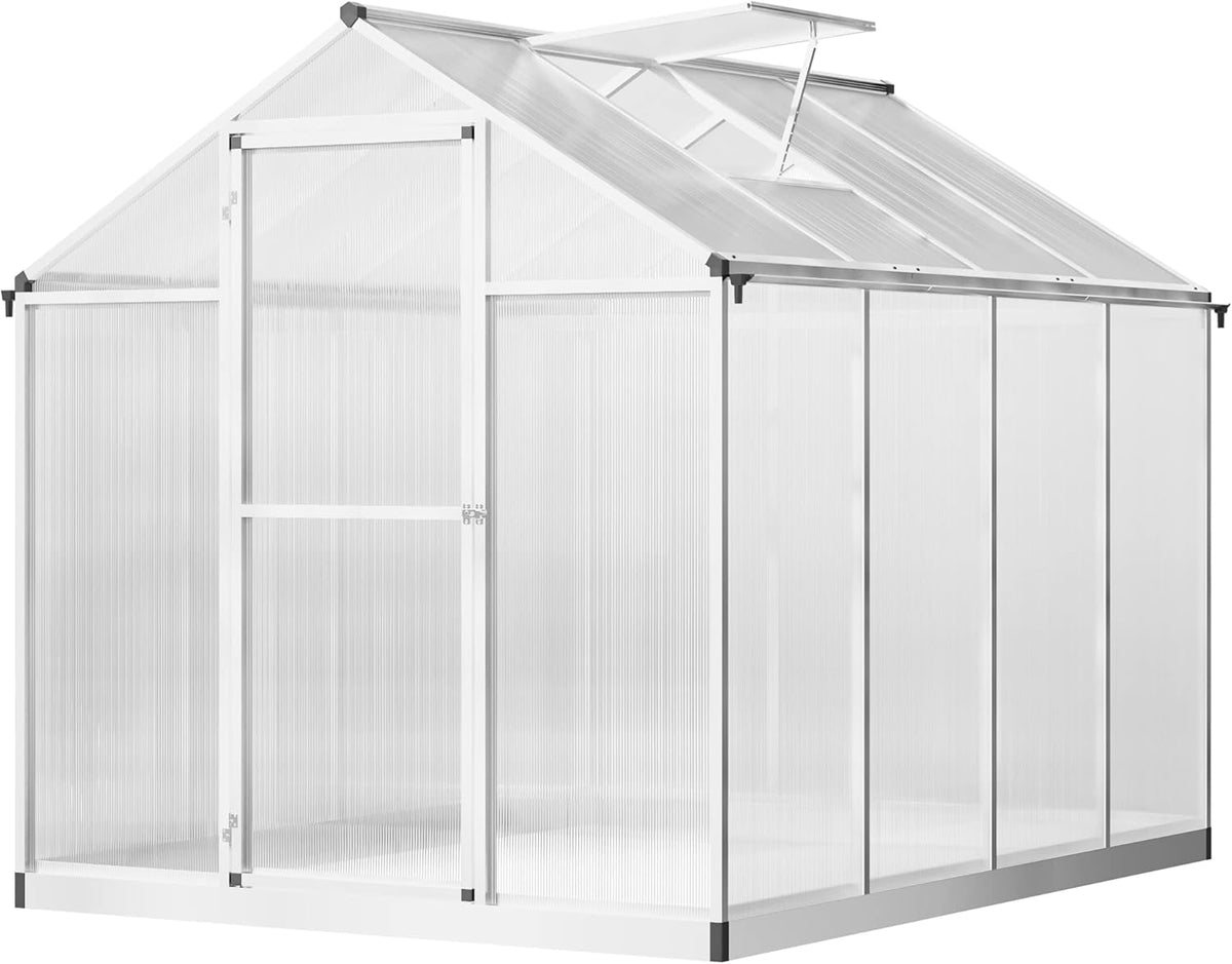 Outsunny 8' x 6' Greenhouse for Outdoors, Polycarbonate Greenhouse with Rain Gutter and Roof Vent
