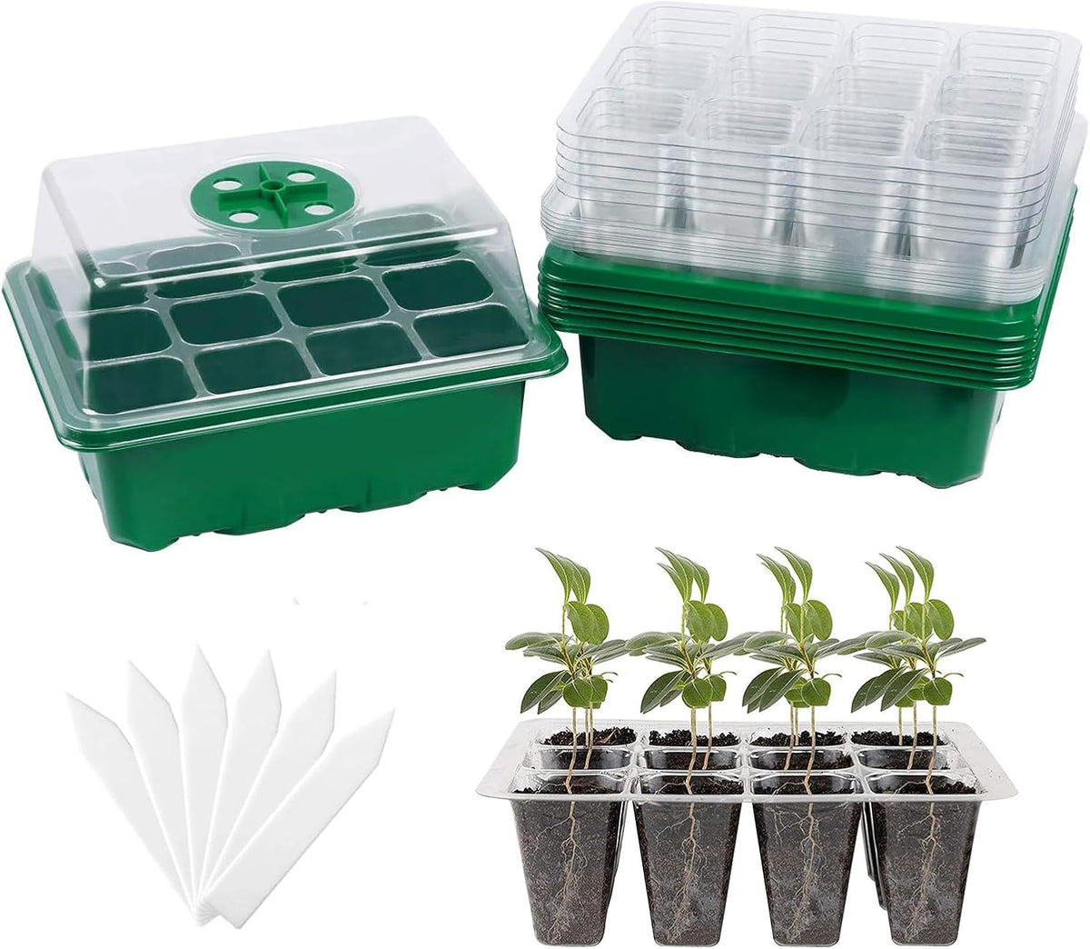 Seed Starter Tray, 6 Set Seedling Kits with Adjustable Humidity Dome, Plant Starter Kit for Seeds