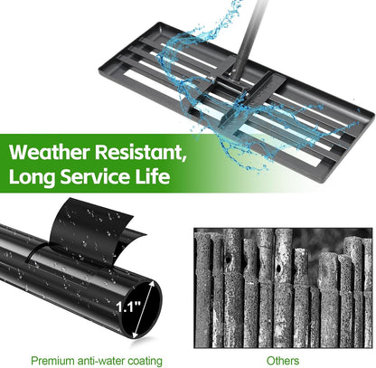 Lawn Leveling Rake 30”x10” Large Heavy Duty Metal Lawn Leveler with Long Adjustable Handle