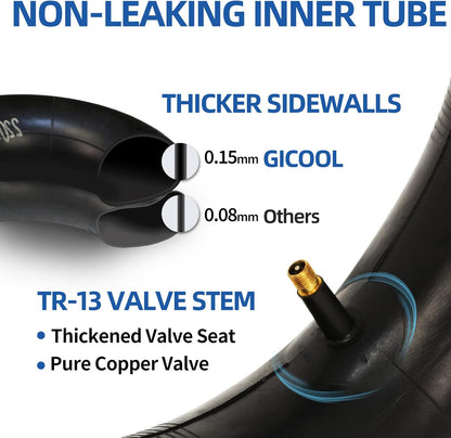 4.10/3.50-4 Replacement Tire and Inner Tube Set, 2 Pack, 10" Heavy Duty Tire and Tube, TR-13