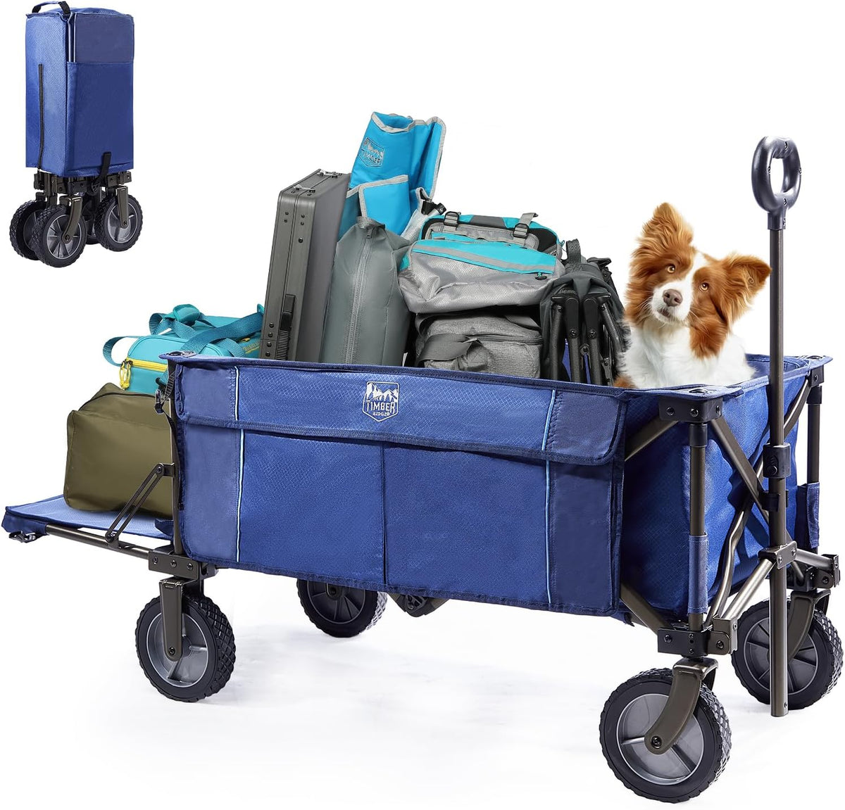 TIMBER RIDGE Tailgate Collapsible Folding Wagon Cart, Heavy Duty Utility Push Pull Beach Wagon
