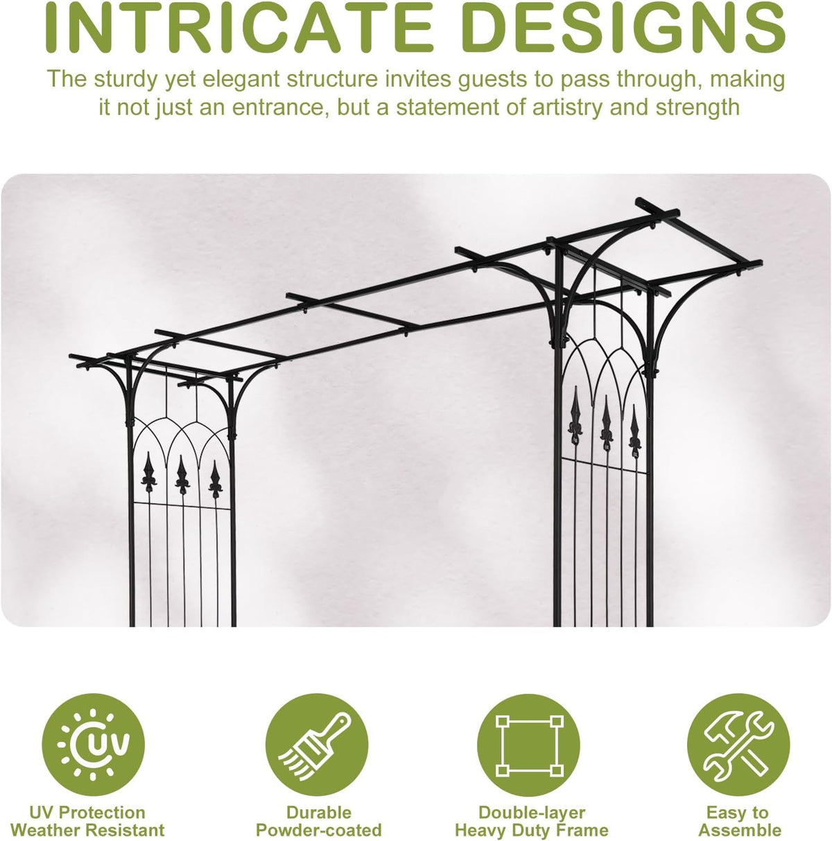 Outvita 7Ft Garden Arch Arbor, Steel Frame Stand Trellis, Arbour Archway for Wedding Ceremony