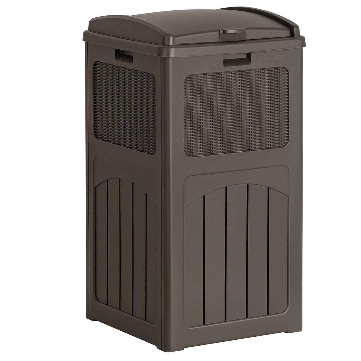 Flamaker 30 Gallon Trash Can, Resin Outdoor Garbage Can with Lid, Waterproof Hideaway Patio Waste
